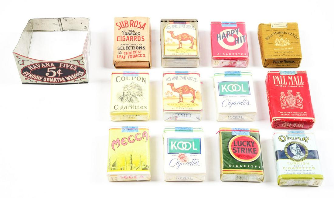 LOT OF CIGARETTE PACKS AND CIGAR ADVERTISING PIECE. (1 of 2)
