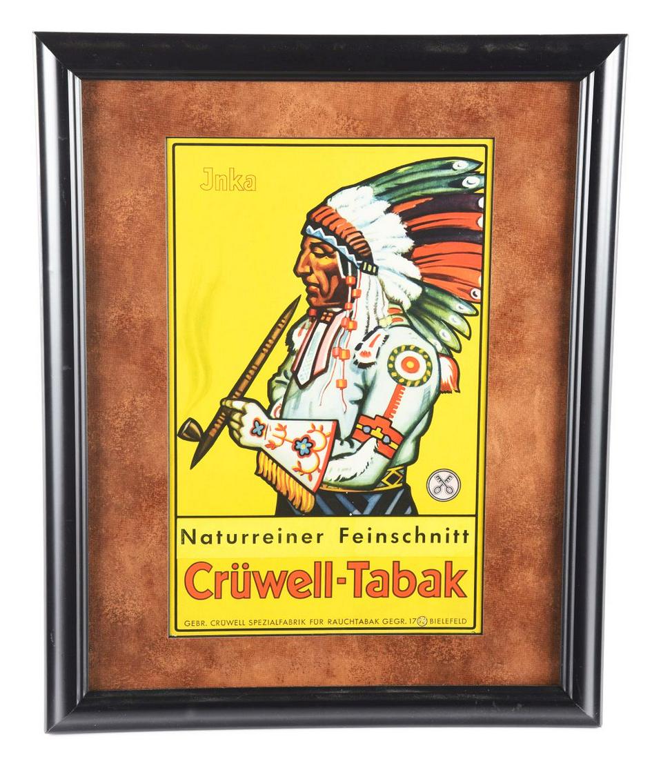 FRAMED NATURREINER FEINSCHNITT CRUWELL-TABAK FOREIGN SIGN. (1 of 2)