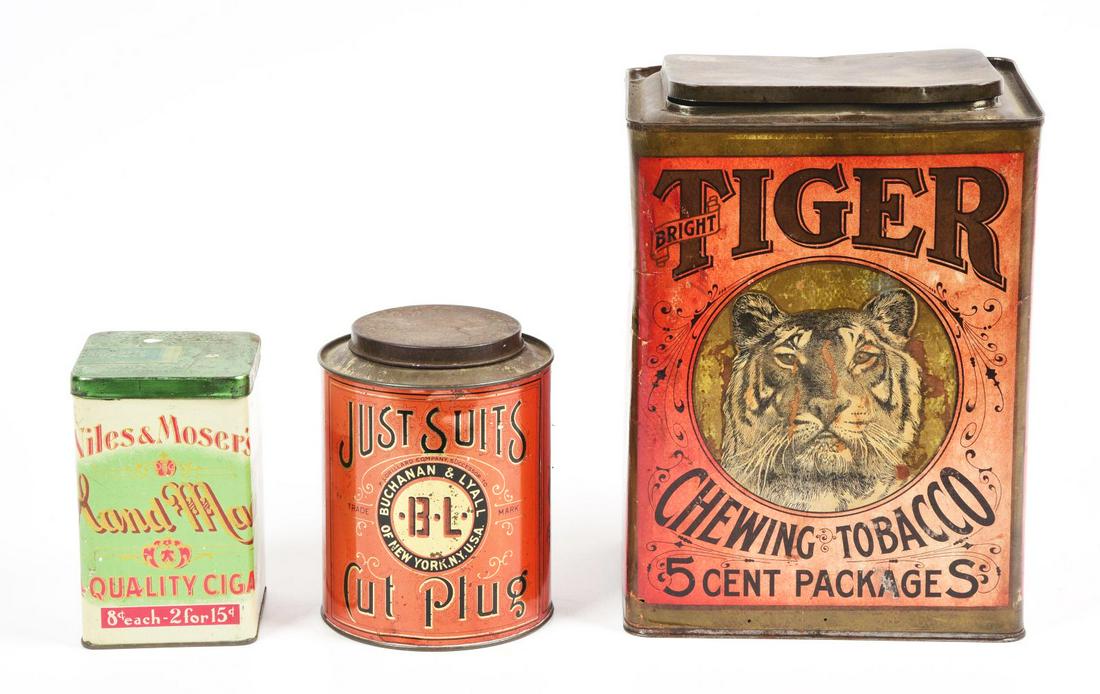 LOT OF 3: PIPE AND CHEWING TOBACCO TINS. (1 of 2)