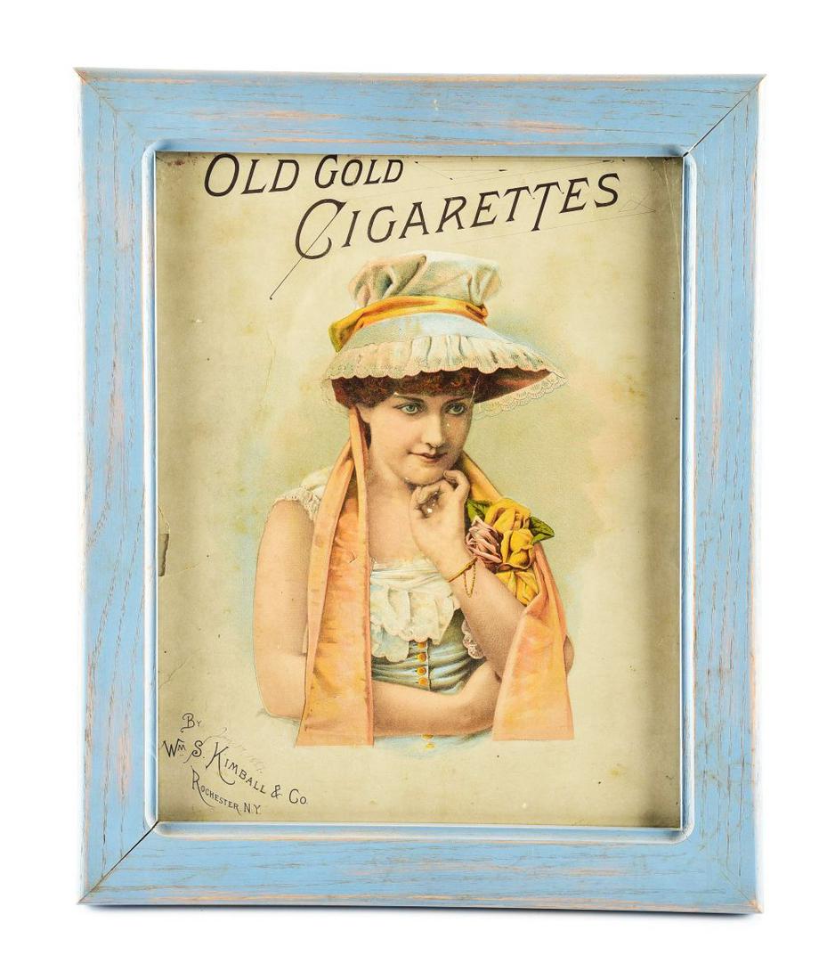 FRAMED OLD GOLD CIGARETTES SIGN. (1 of 2)