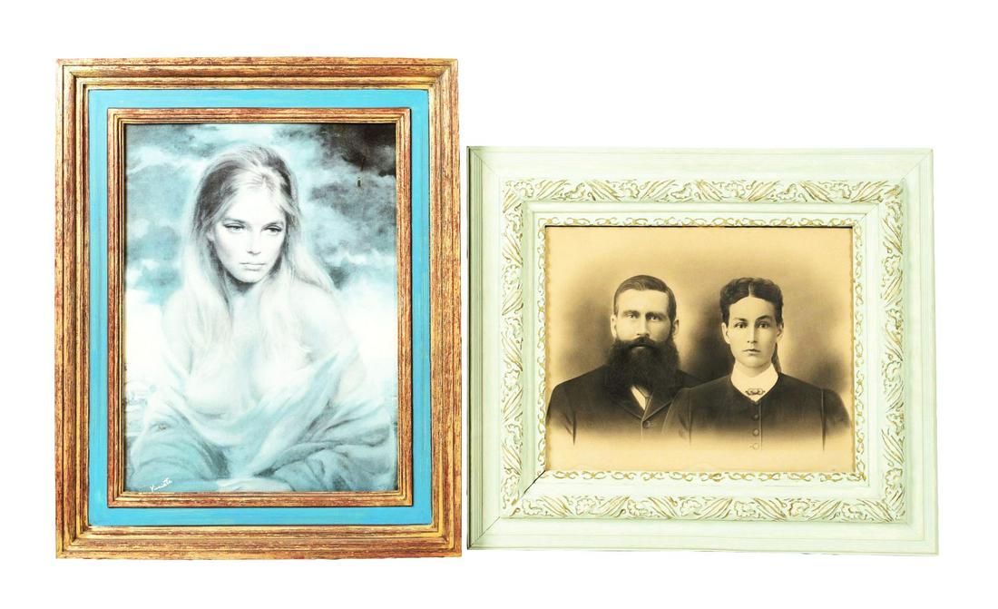 LOT OF 2: VINCIATA OIL AND HUSBAND & WIFE PORTRAIT. (1 of 5)