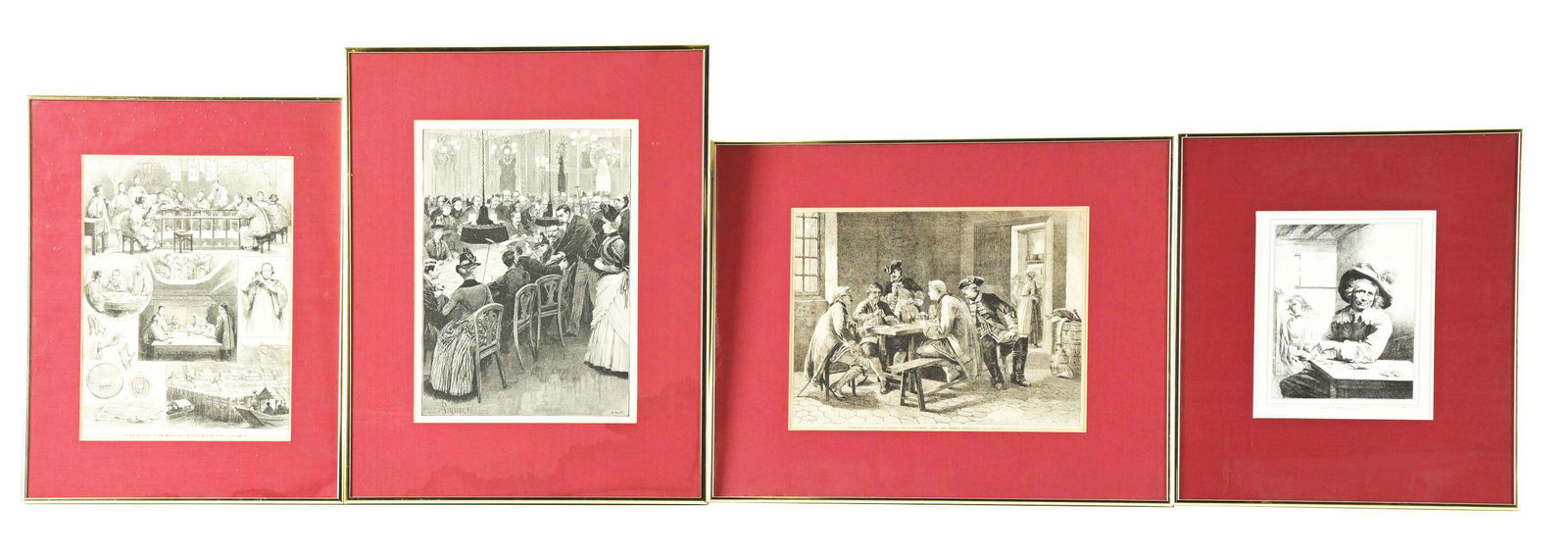 LOT OF 4: FRAMED PIECES OF ARTWORK DEPICTING GAMBLING SCENES. (1 of 5)