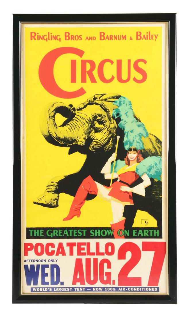 FRAMED RINGLING BROTHERS BARNUM AND BAILEY CIRCUS POSTER. (1 of 2)