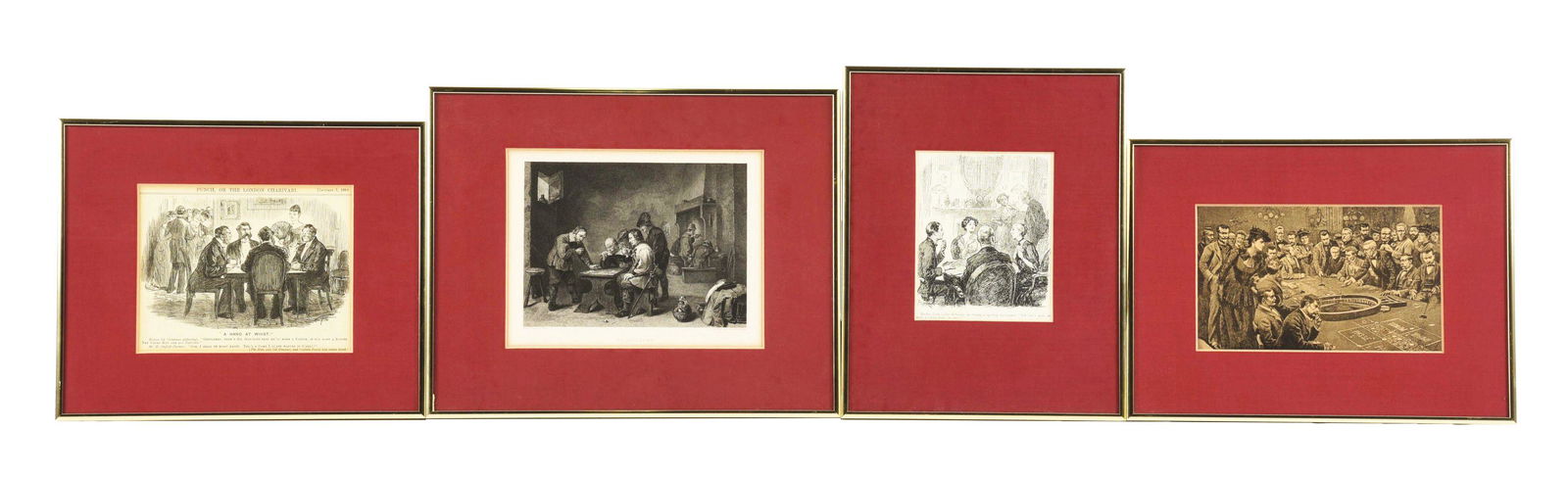 LOT OF 4: FRAMED ARTWORKS DEPICTING GAMBLING SCENES. (1 of 8)
