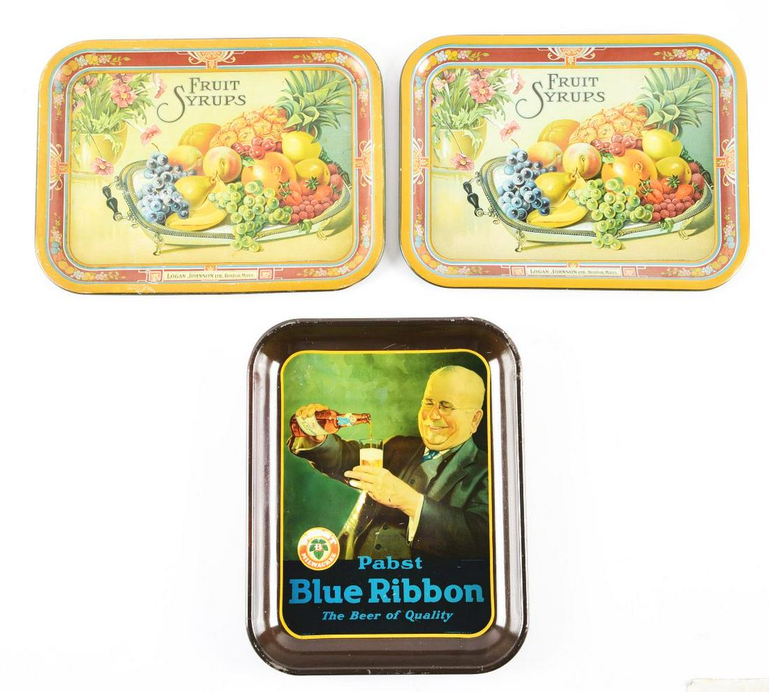 LOT OF 3: ADVERTISING TRAYS. (1 of 2)