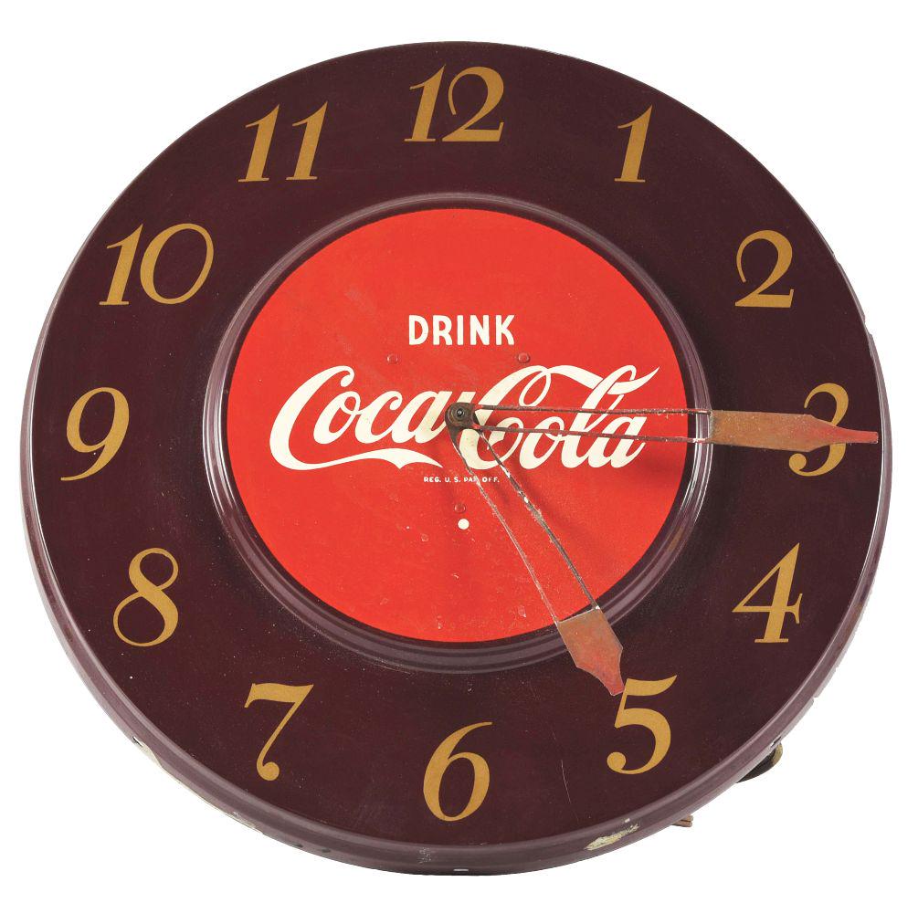 ROUND "DRINK COCA-COLA" CLOCK. (1 of 2)