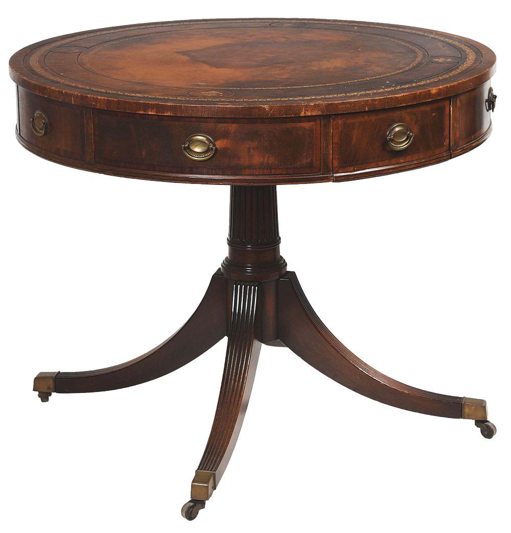REGENCY STYLE DRUM POKER OR CARD TABLE. (1 of 6)