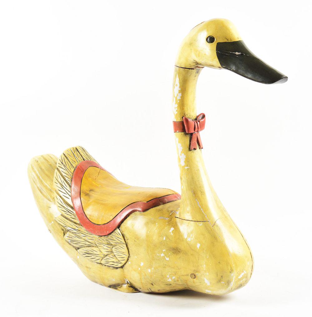 HAND PAINTED WOODEN SWAN. (1 of 2)