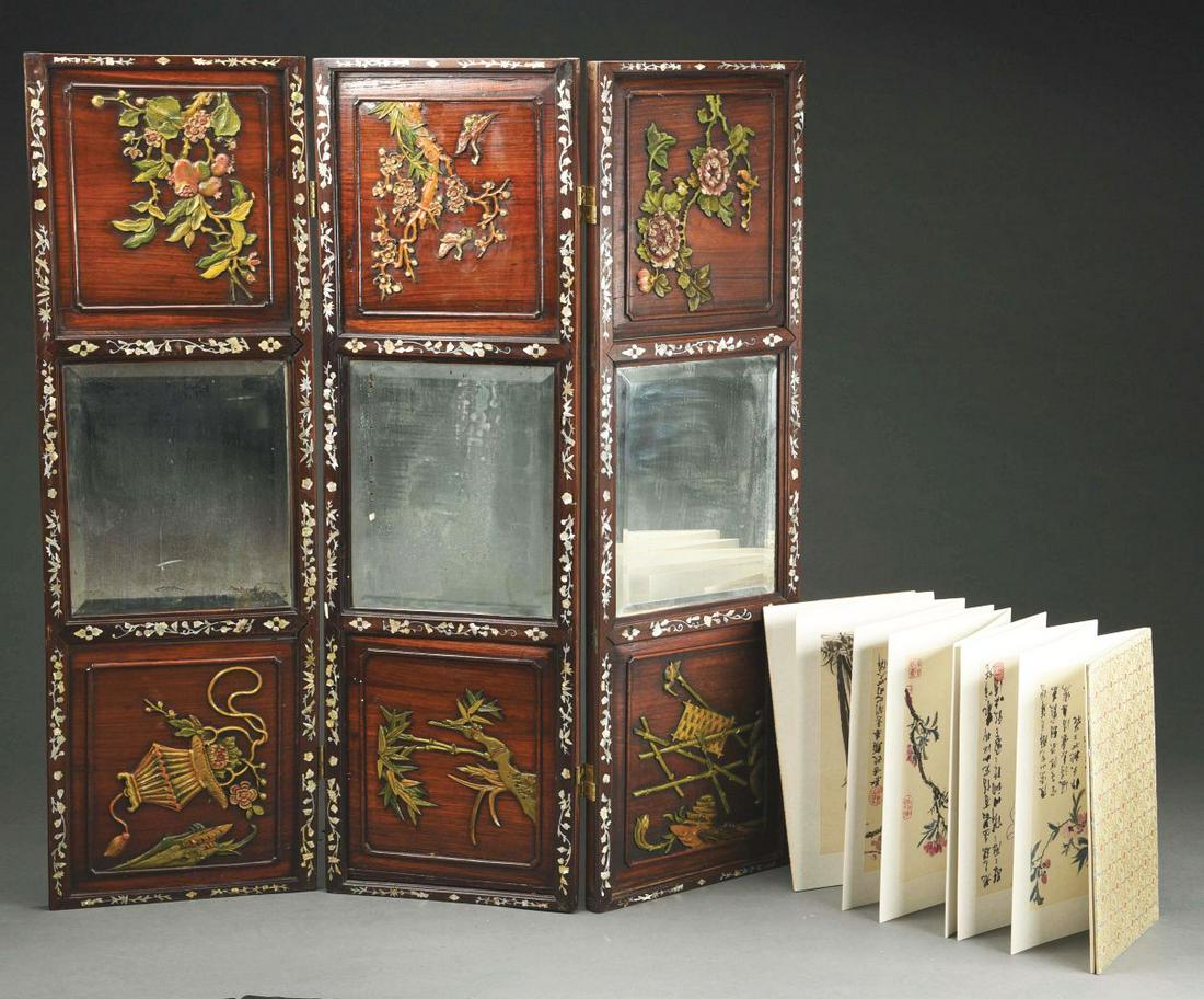 LOT OF 2: CHINESE SCREEN AND BOOK OF POETRY. (1 of 2)