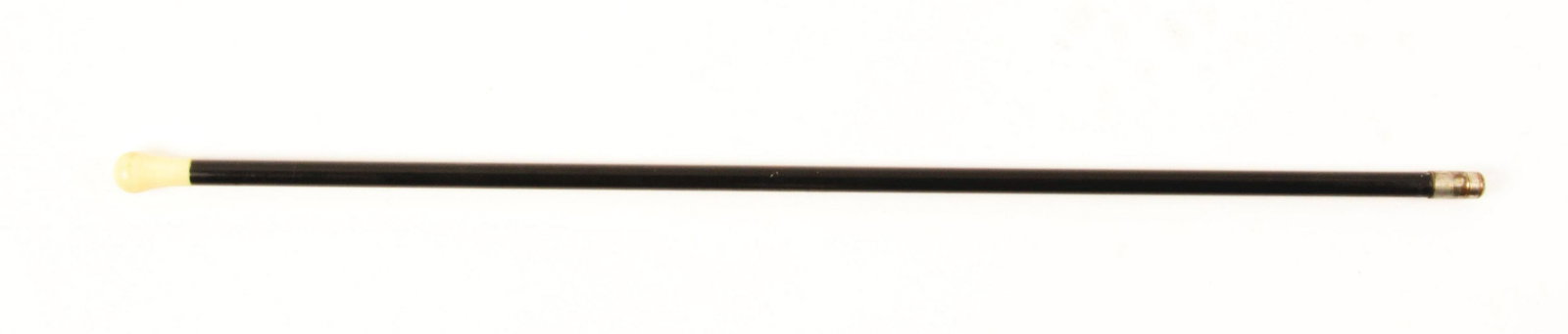 BLOW DART GUN GADGET CANE.: Cane has one dart inside. Whalebone ivory knob handle removes and ferrule removes to make blow gun. Metal shaft, nickel over brass ferrule. C. 1890. 37 - 1/2".Condition:(Excellent).37 - 1/2" x 1 - 1/4