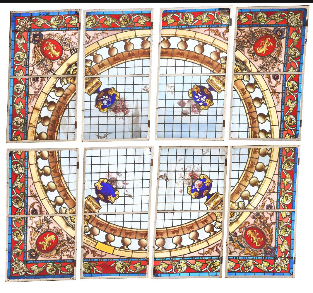 EIGHT PANEL STAINED GLASS CEILING. (1 of 1)
