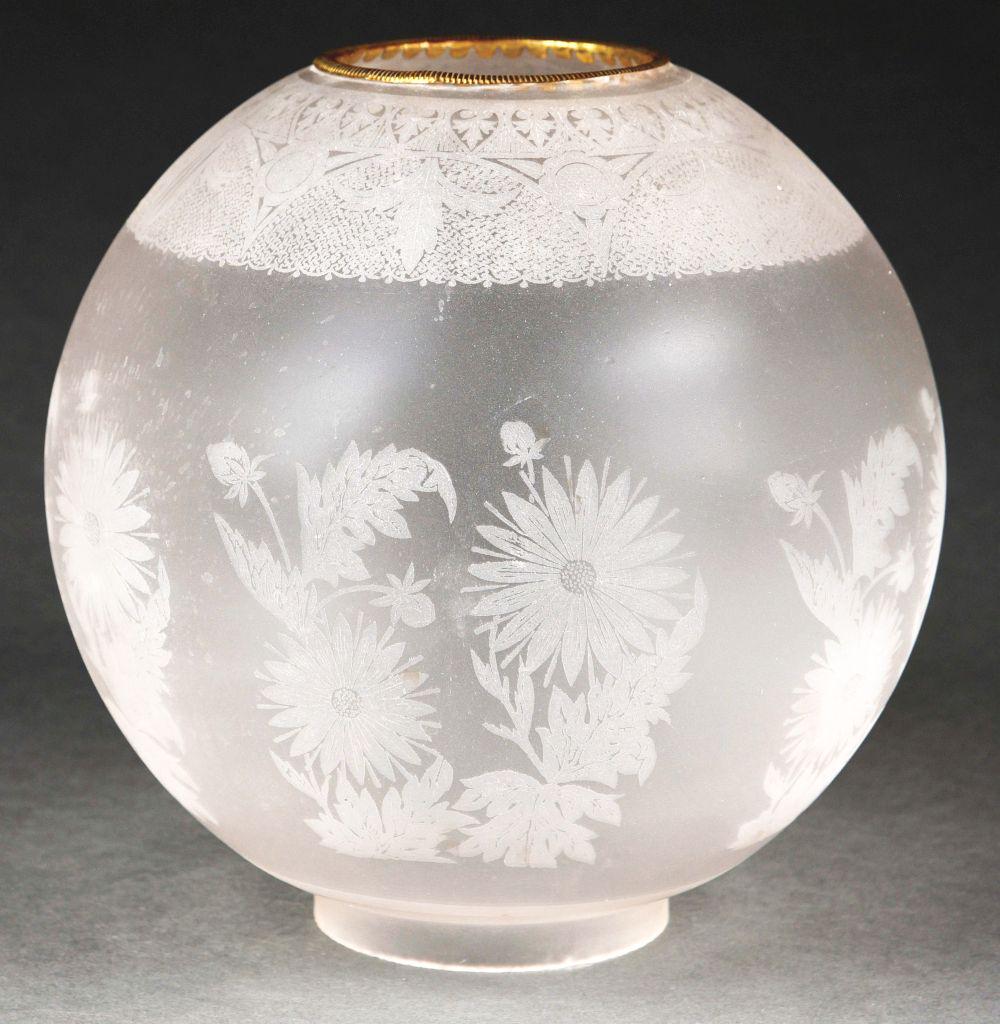 FROSTED FLORAL LAMP GLOBE. (1 of 7)