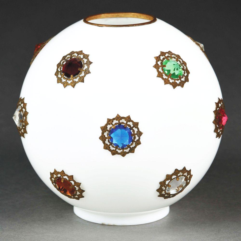 WHITE JEWELED LAMP GLOBE. (1 of 7)