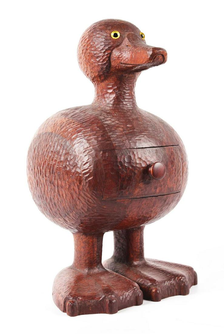 CARVED WHIMSICAL WOODEN DUCK WITH SMALL DRAWER IN FRONT. (1 of 2)