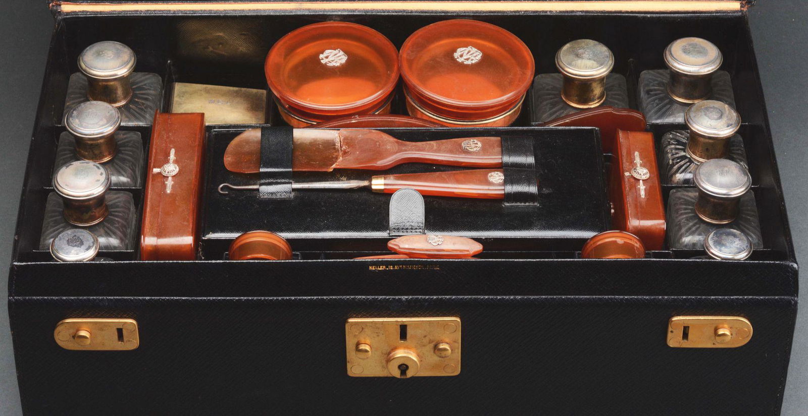 CASED DRESSER SET. (1 of 2)