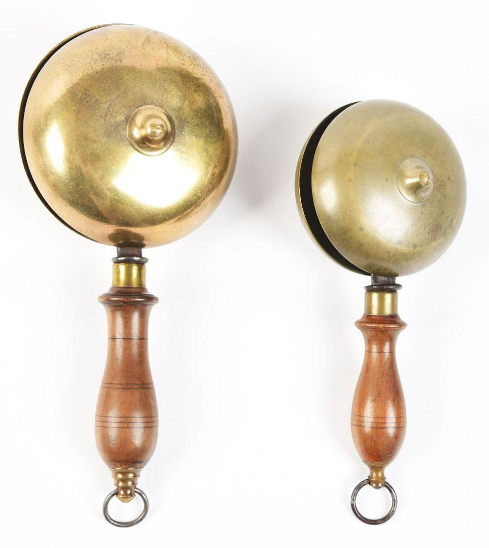 LOT OF 2: HAND HELD FIREMAN'S PARADE BELLS. (1 of 2)