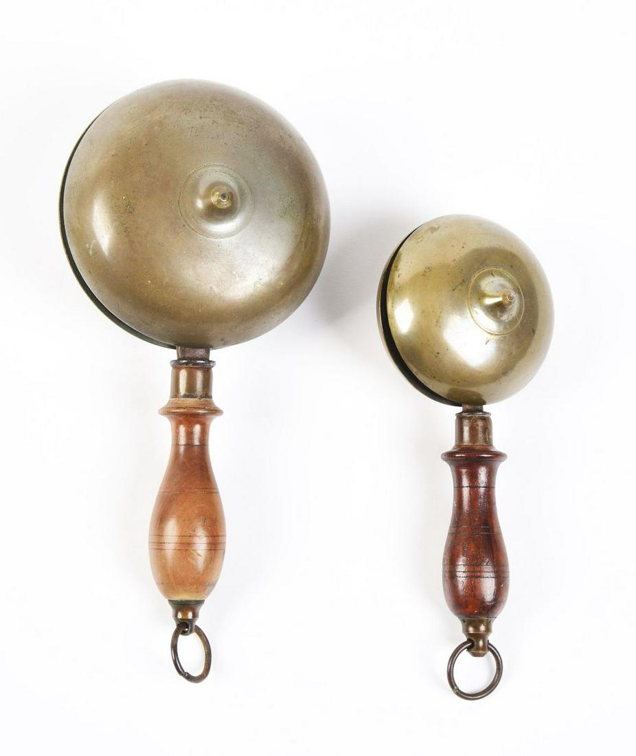 LOT OF 2: HAND HELD FIREMAN'S PARADE BELLS. (1 of 2)