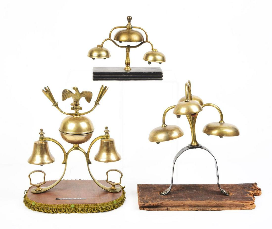 LOT OF 3: PARADE CARRIAGE BELLS ON BASES. (1 of 2)