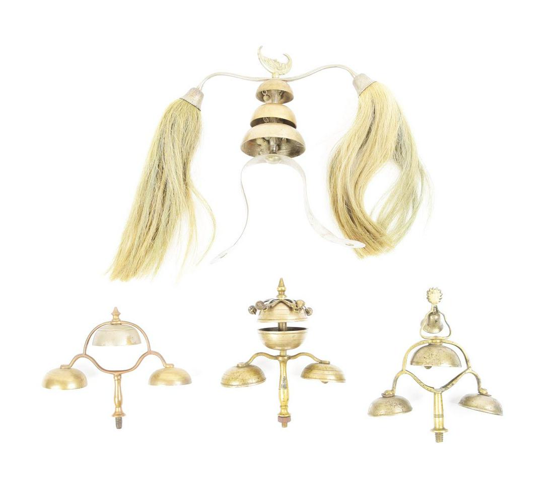 LOT OF 4: 3 PARADE SADDLE BELLS AND 1 TOPPER. (1 of 2)