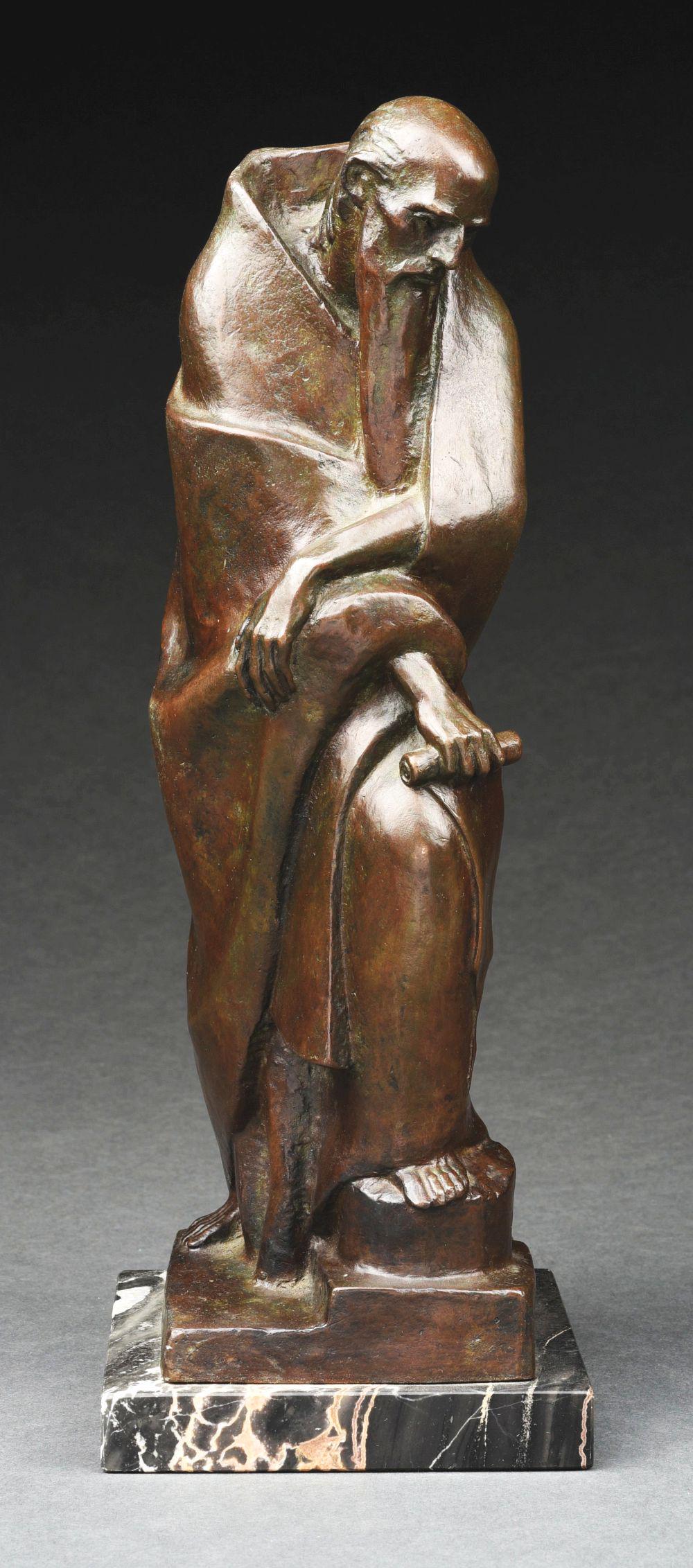 SOCRATES BRONZE STATUE ON MARBLE BASE, MARKED "M 1/10". (1 of 5)