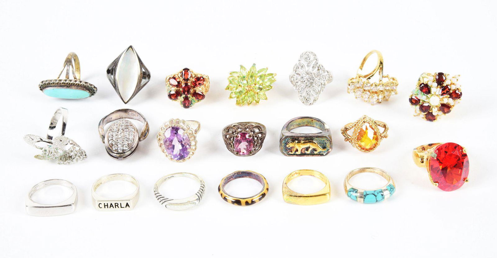 LOT OF 20: STERLING SILVER RINGS. (1 of 1)