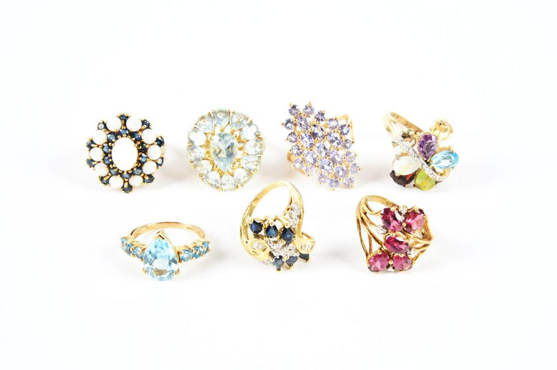 LOT OF 7: 10K YELLOW GOLD RINGS. (1 of 1)