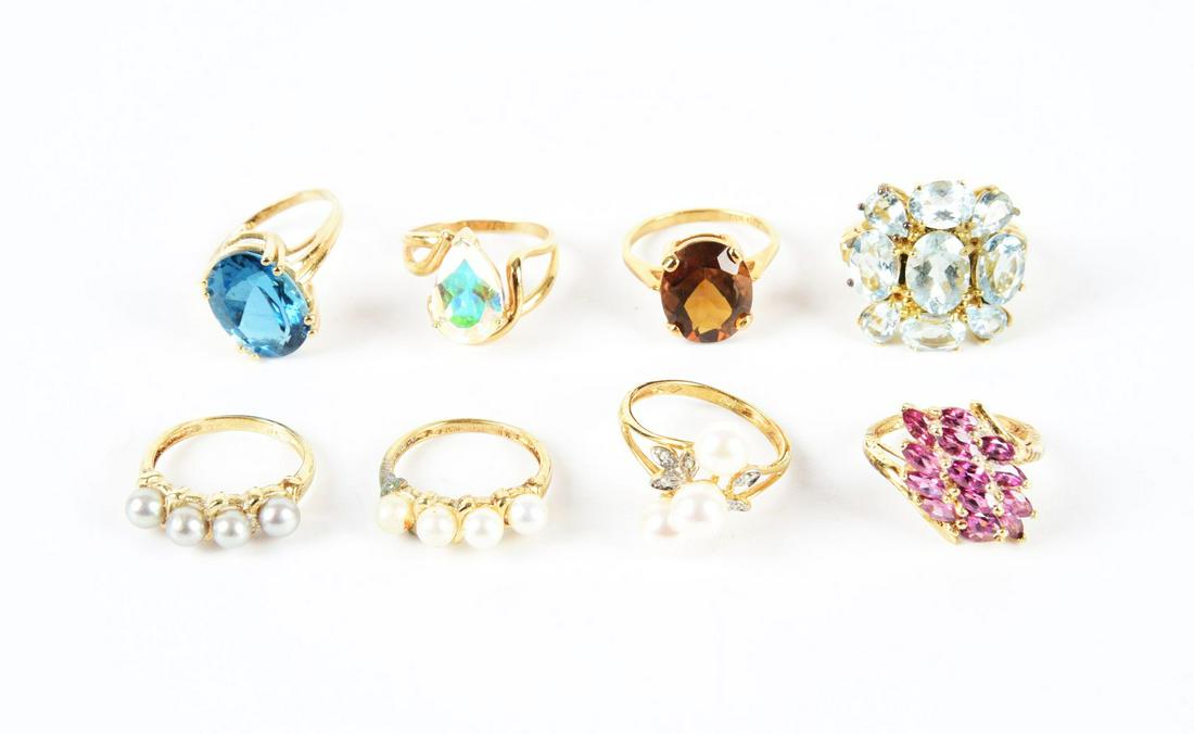 LOT OF 8: 10K YELLOW GOLD RINGS. (1 of 1)