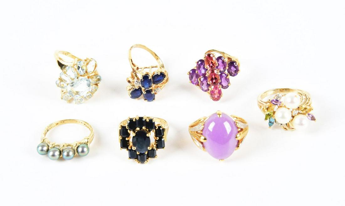 LOT OF 7: 10K YELLOW GOLD RINGS. (1 of 1)