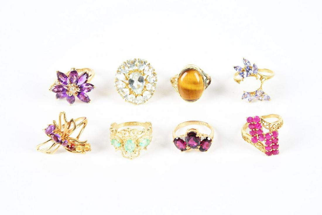 LOT OF 8: 10K YELLOW GOLD RINGS. (1 of 1)