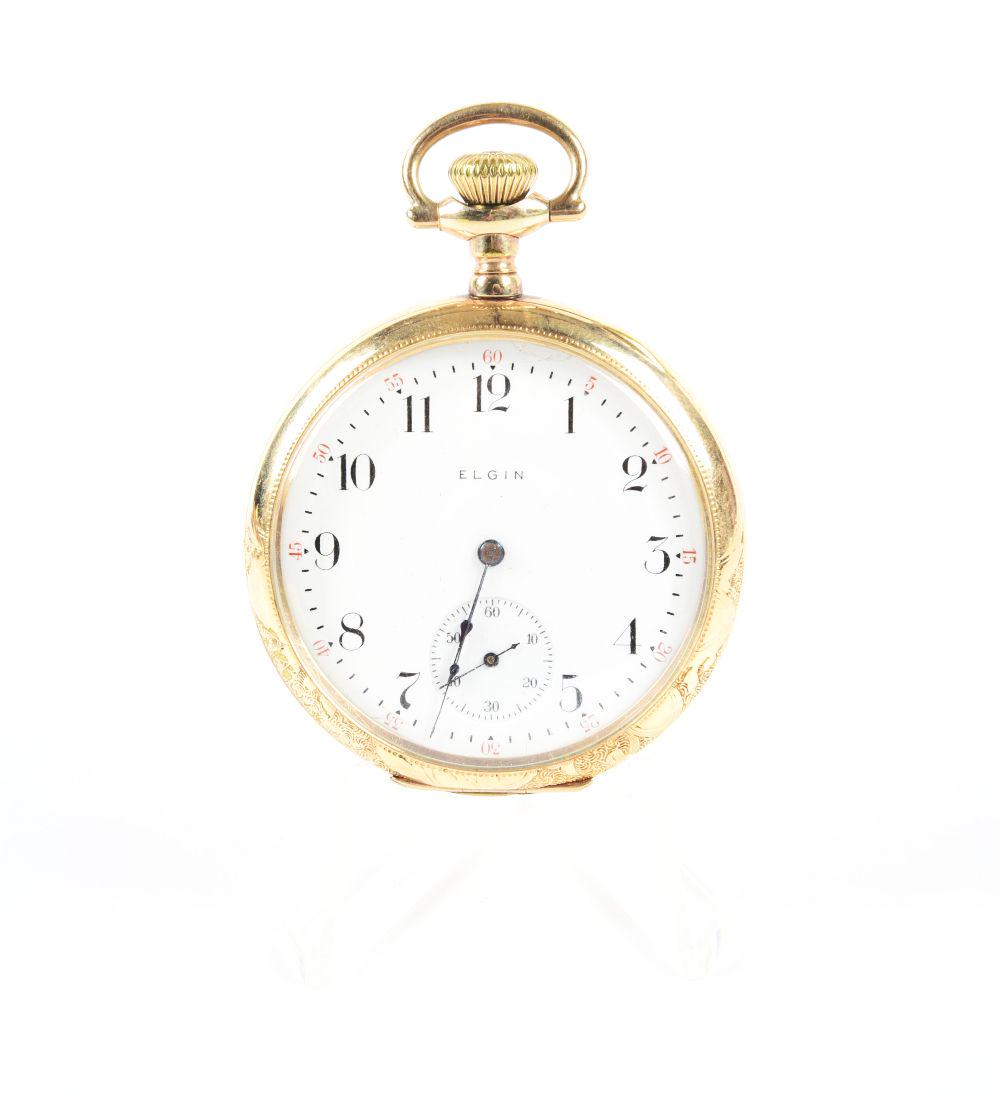 ELGIN OPEN FACED POCKET WATCH. (1 of 2)