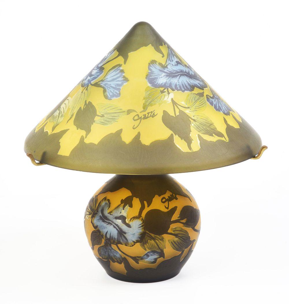 GALLE STYLE TRUMPET VINE LAMP. (1 of 5)