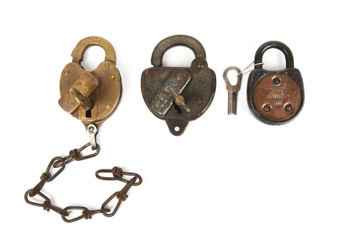 LOT OF 3: RAILROAD LOCKS. (1 of 2)