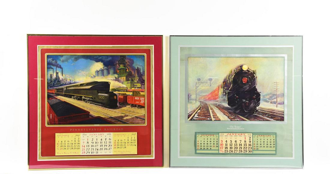 LOT OF 2: FRAMED PENNSYLVANIA RAILROAD CALENDARS. (1 of 2)