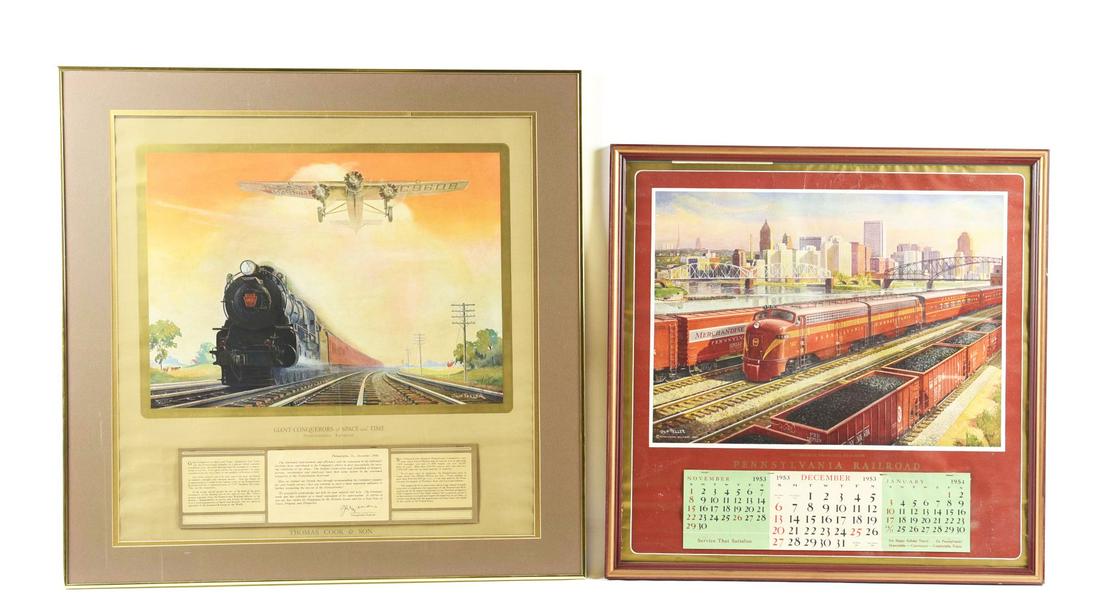LOT OF 2: FRAMED PENNSYLVANIA RAILROAD CALENDARS. (1 of 2)