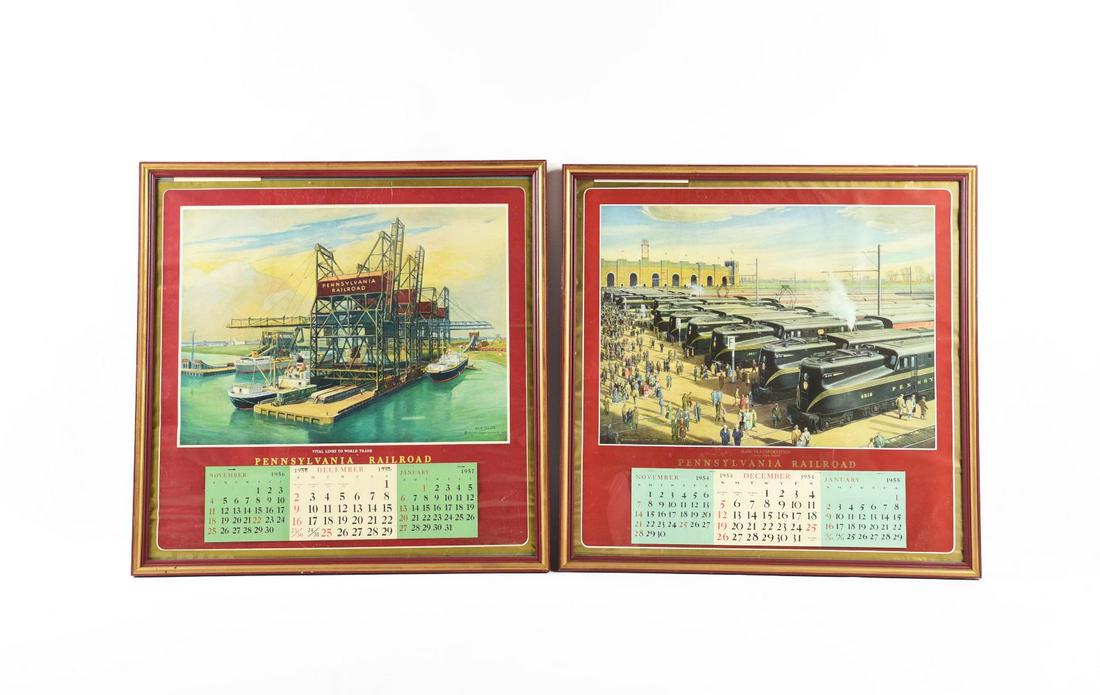 LOT OF 2: FRAMED PENNSYLVANIA RAILROAD CALENDARS. (1 of 2)