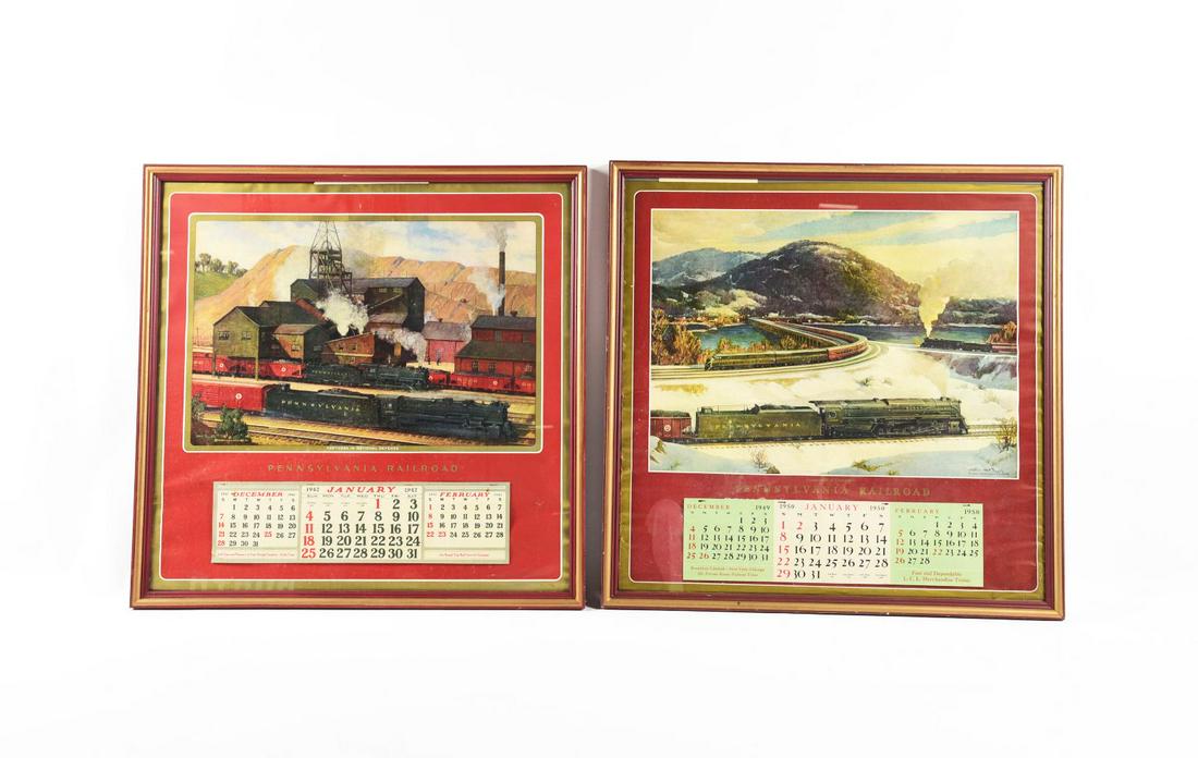LOT OF 2: FRAMED PENNSYLVANIA RAILROAD CALENDARS. (1 of 2)