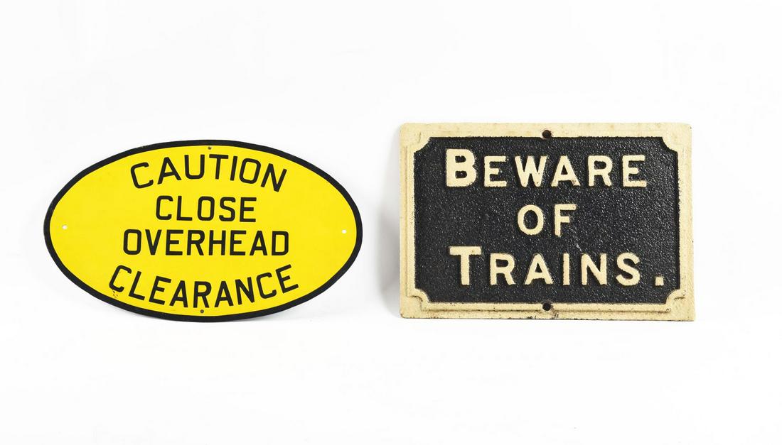 LOT OF 2: RAILROAD SIGNS. (1 of 2)