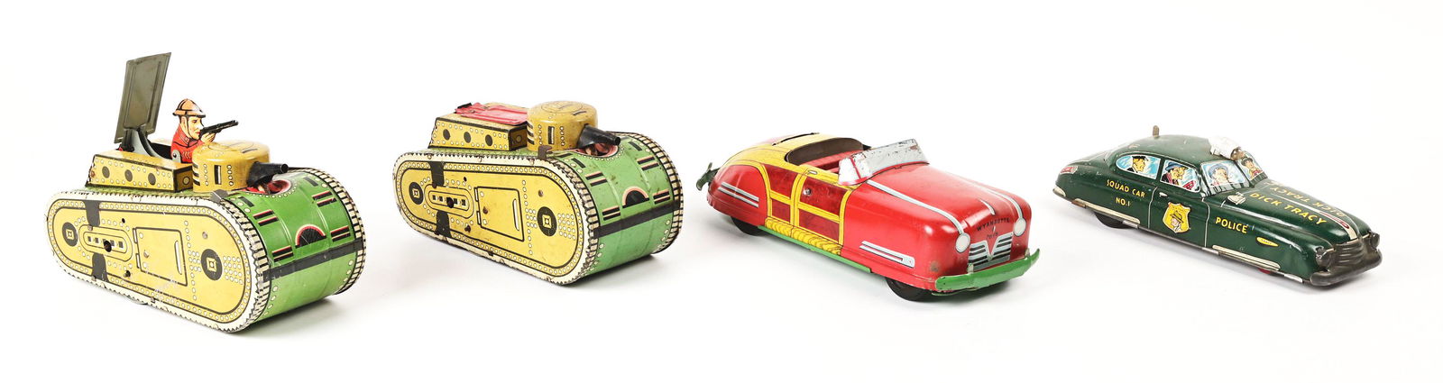 LOT OF 4: AMERICAN-MADE TIN LITHO VEHICLES. (1 of 2)