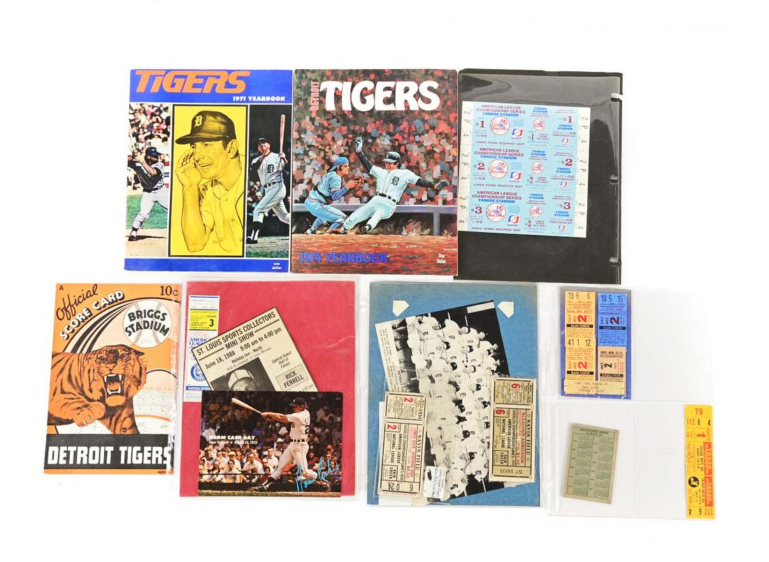 NICE LOT OF DETROIT TIGERS & NEW YORK YANKEES MEMORABILIA. (1 of 1)