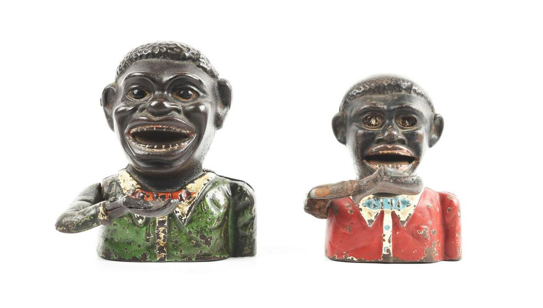 LOT OF 2: CAST IRON JOLLY "N" MECHANICAL BANKS. (1 of 2)