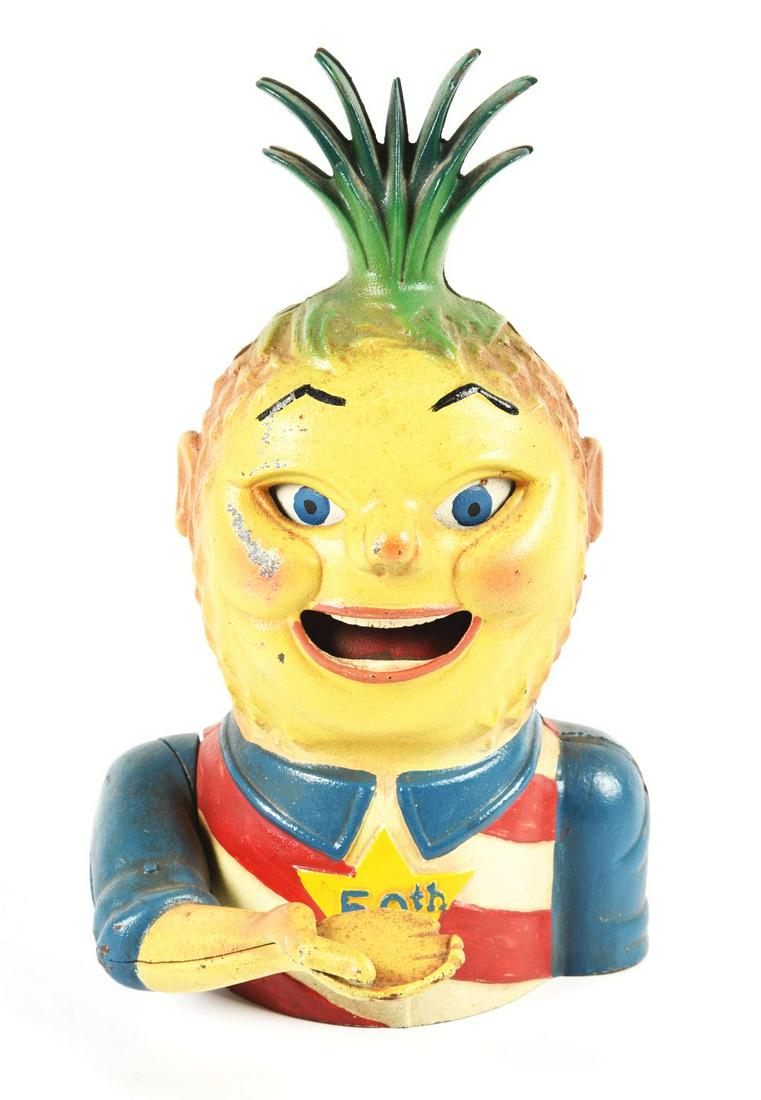 PENNY PINEAPPLE MECHANICAL BANK 50TH ANIVERSERY OF HAWII. (1 of 3)