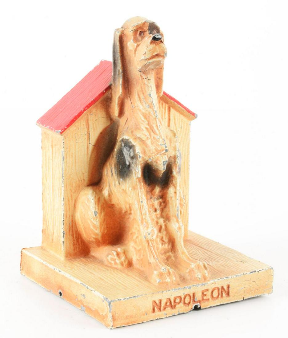 EUROPEAN-MADE NAPOLEON DOG IN DOG HOUSE STILL BANK. (1 of 3)