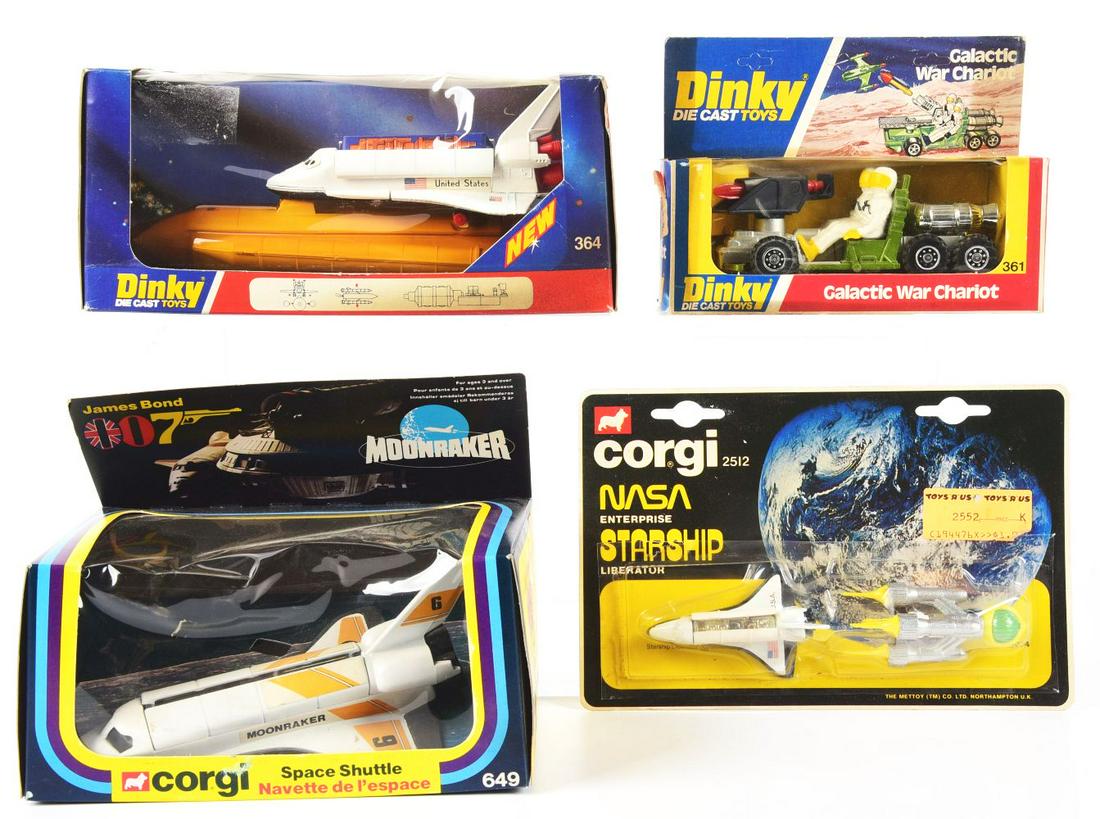 LOT OF 4: VARIOUS DINKY & CORGI DIE-CAST SPACE VEHICLES. (1 of 2)