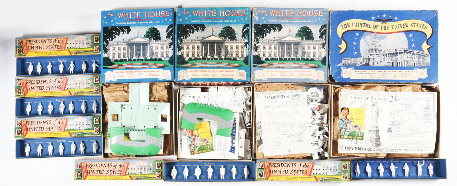 LOT OF 9: VARIOUS MARX PRESIDENT FIGURES, WHITE HOUSE & CAPITOL BUILDING SETS. (1 of 1)