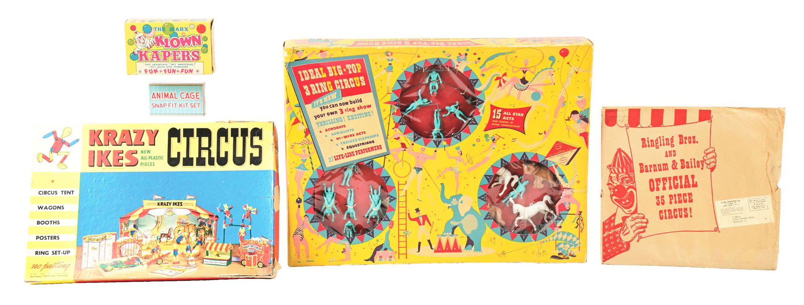 LOT OF 5: VARIOUS CIRCUS-RELATED PLAY AND FIGURE SETS. (1 of 1)