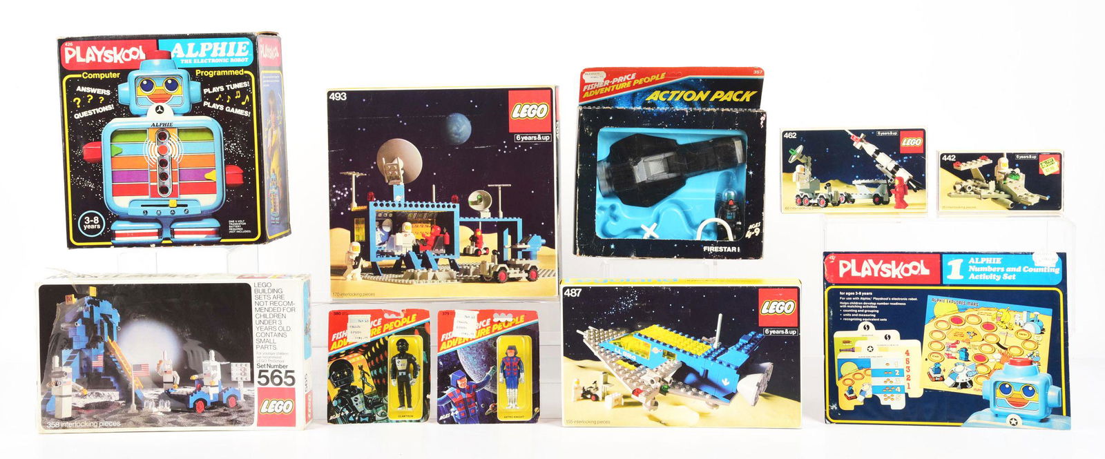 LOT OF 10: VARIOUS PLAYSKOOL LEGOLAND & FISHER PRICE SPACE RELATED FIGURES & VEHICLES. (1 of 1)