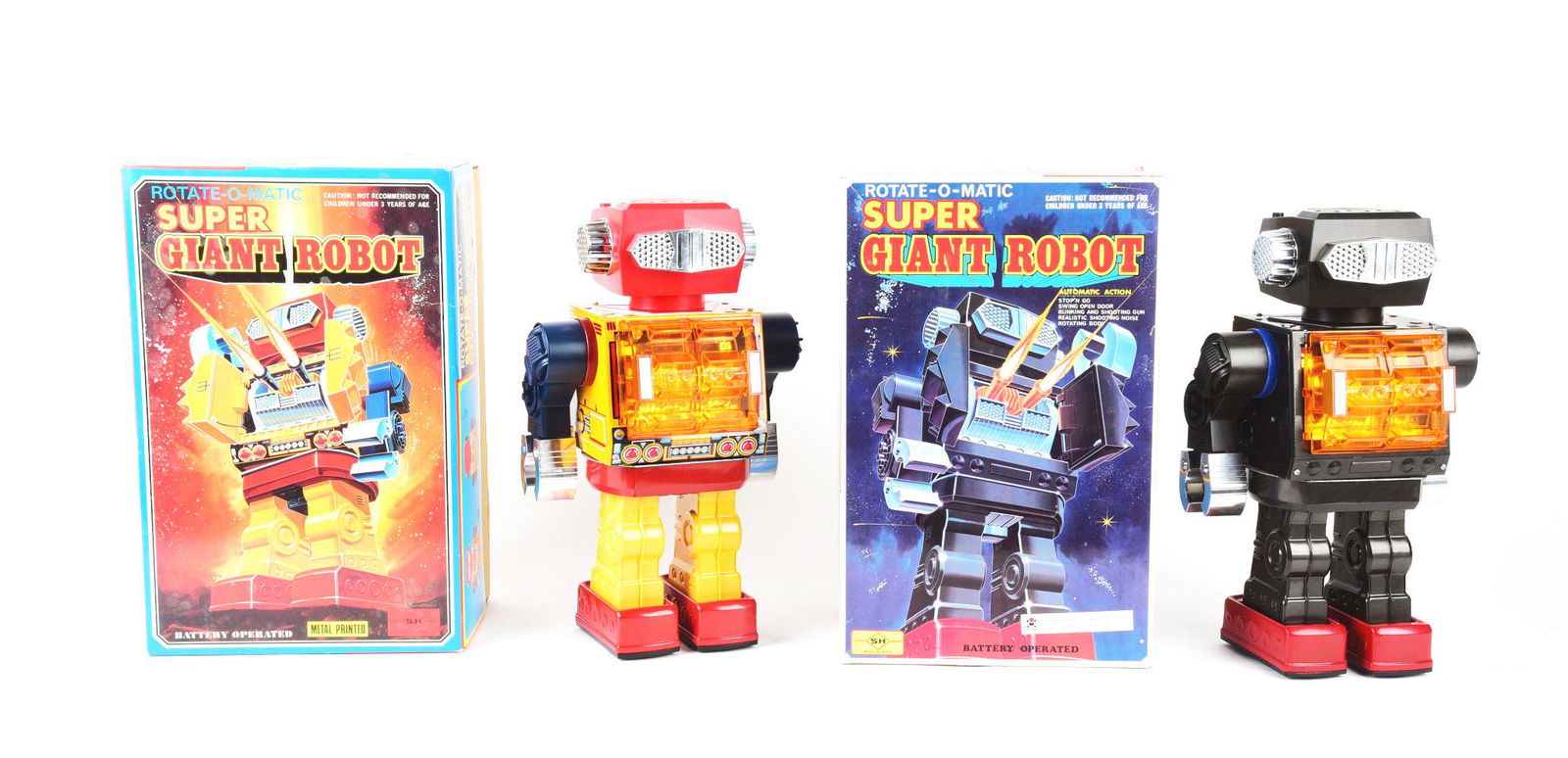 LOT OF 2: METAL AND PLASTIC JAPANESE BATTERY-OPERATED GIANT ROBOTS. (1 of 2)