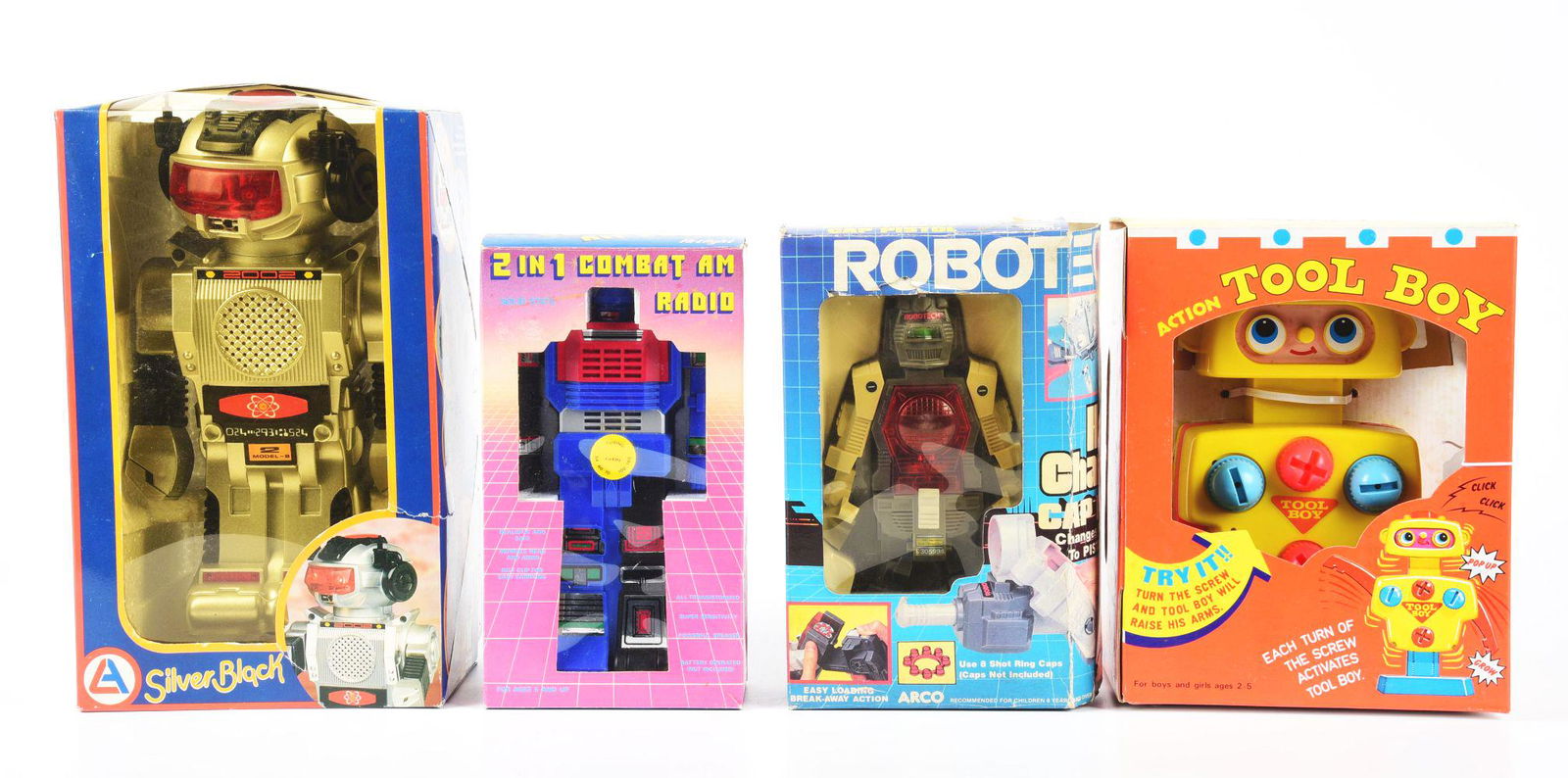 LOT OF 4: MOSTLY MADE IN HONG KONG BATTERY-OPERATED ROBOTS. (1 of 1)