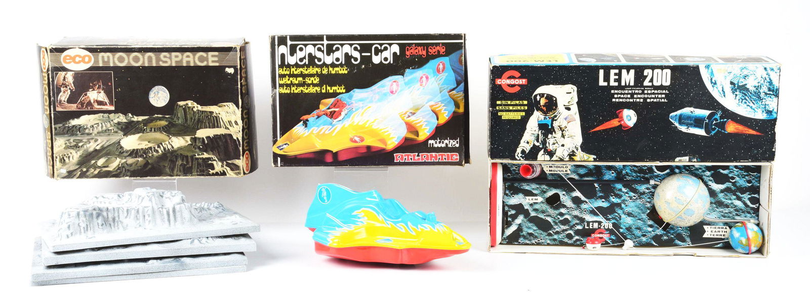 LOT OF 3: FOREIGN-MADE SPACE VEHICLES IN ORIGINAL BOXES. (1 of 1)