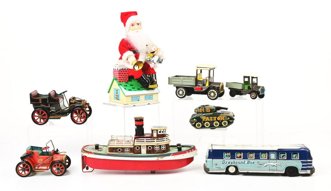 LOT OF 8: MISC. JAPANESE BATTERY-OPERATED & FRICTION MOSTLY TIN LITHO TOYS. (1 of 1)